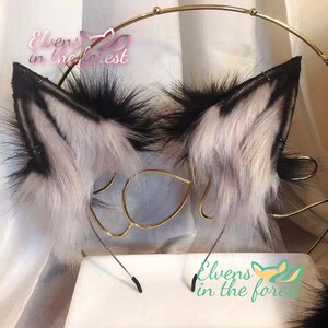 Plush Black Wolf Ears and Tail, Realistic Wolf Ears, Fluffy Wolf Tail ...