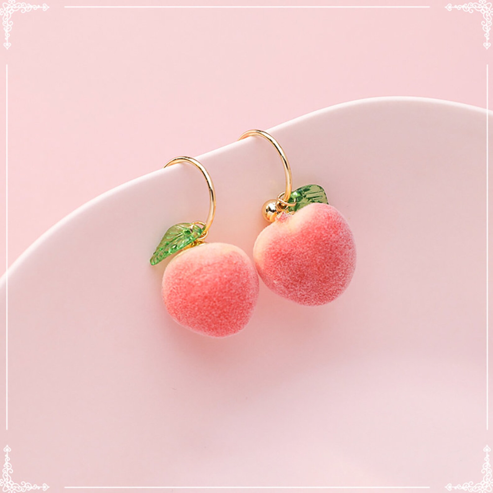 Peach EarringsHandmadeImitation PeachSweet Etsy
