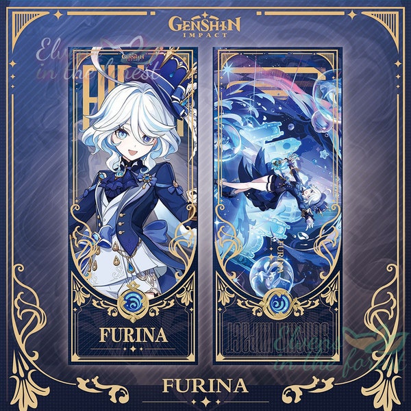 Genshin Impact Fontaine Furina/Focalors and other characters draw double-sided gilt bookmarks - diffuse gifts - Genshin Impact laser card
