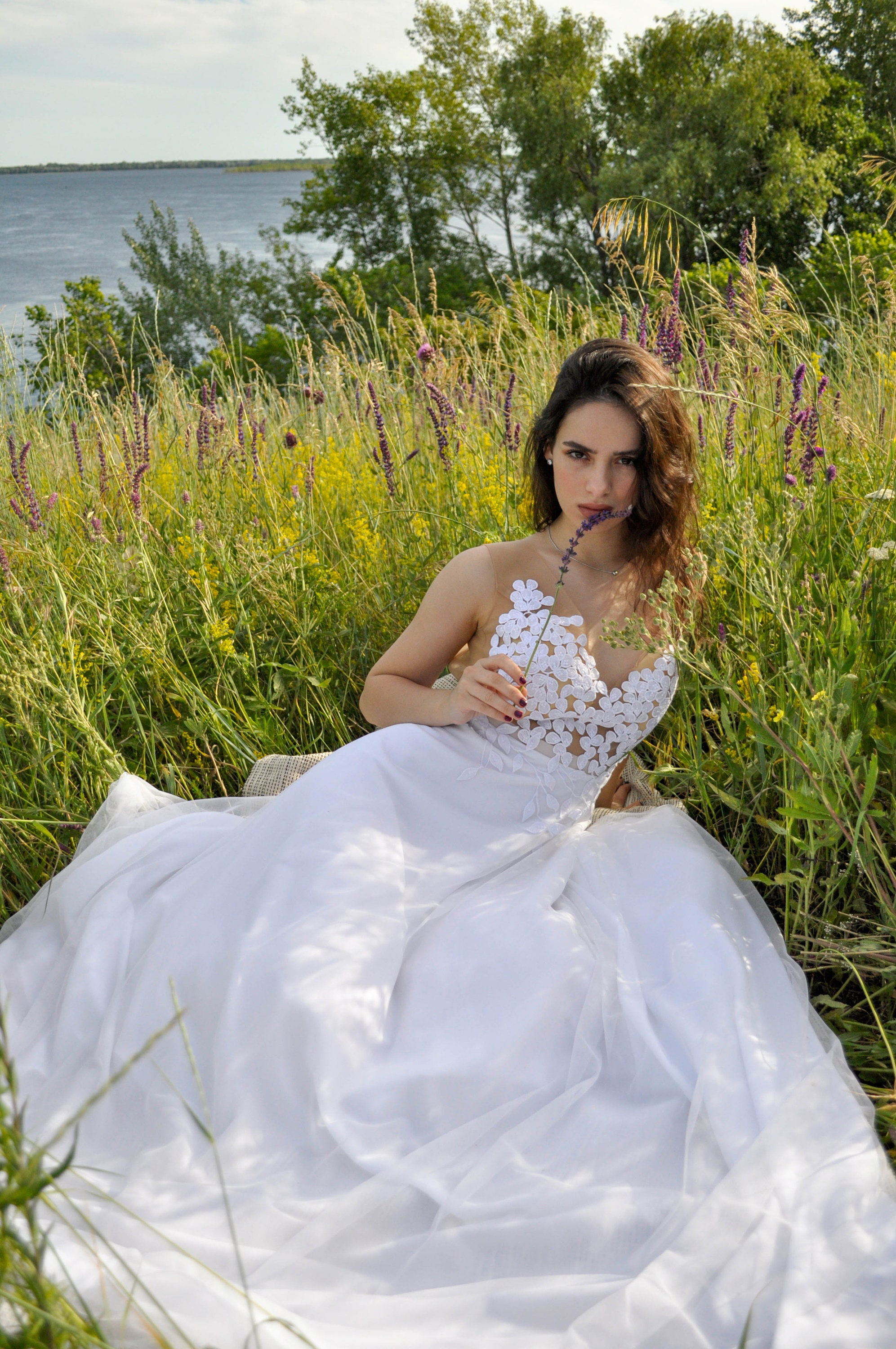 Modest boho wedding dress/Embroidered wedding dress | Etsy