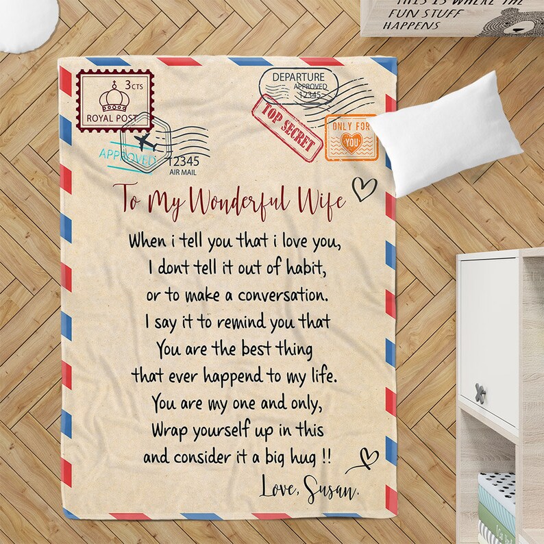 To my wonderful wife blanket love message to my wife Etsy