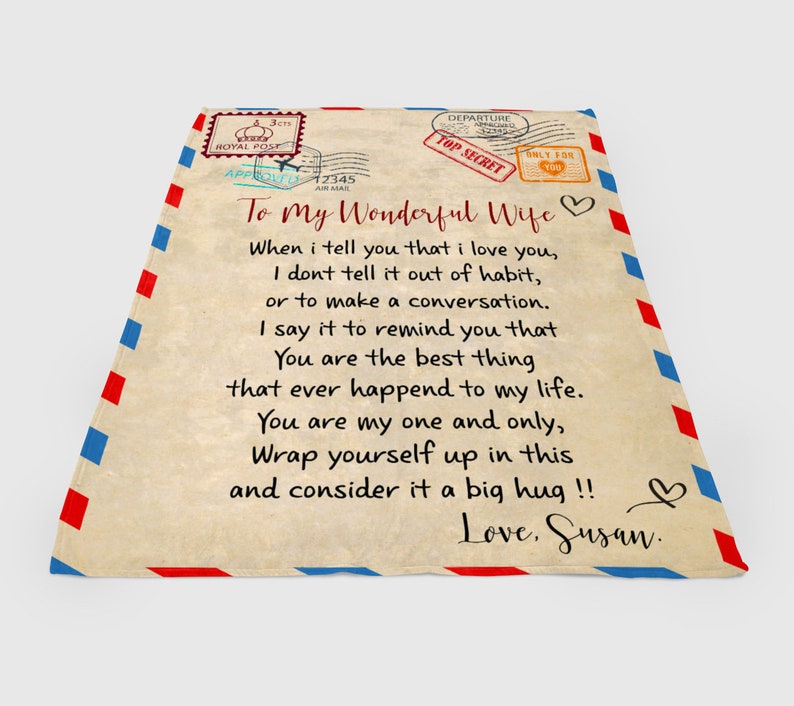 To my wonderful wife blanket love message to my wife Etsy
