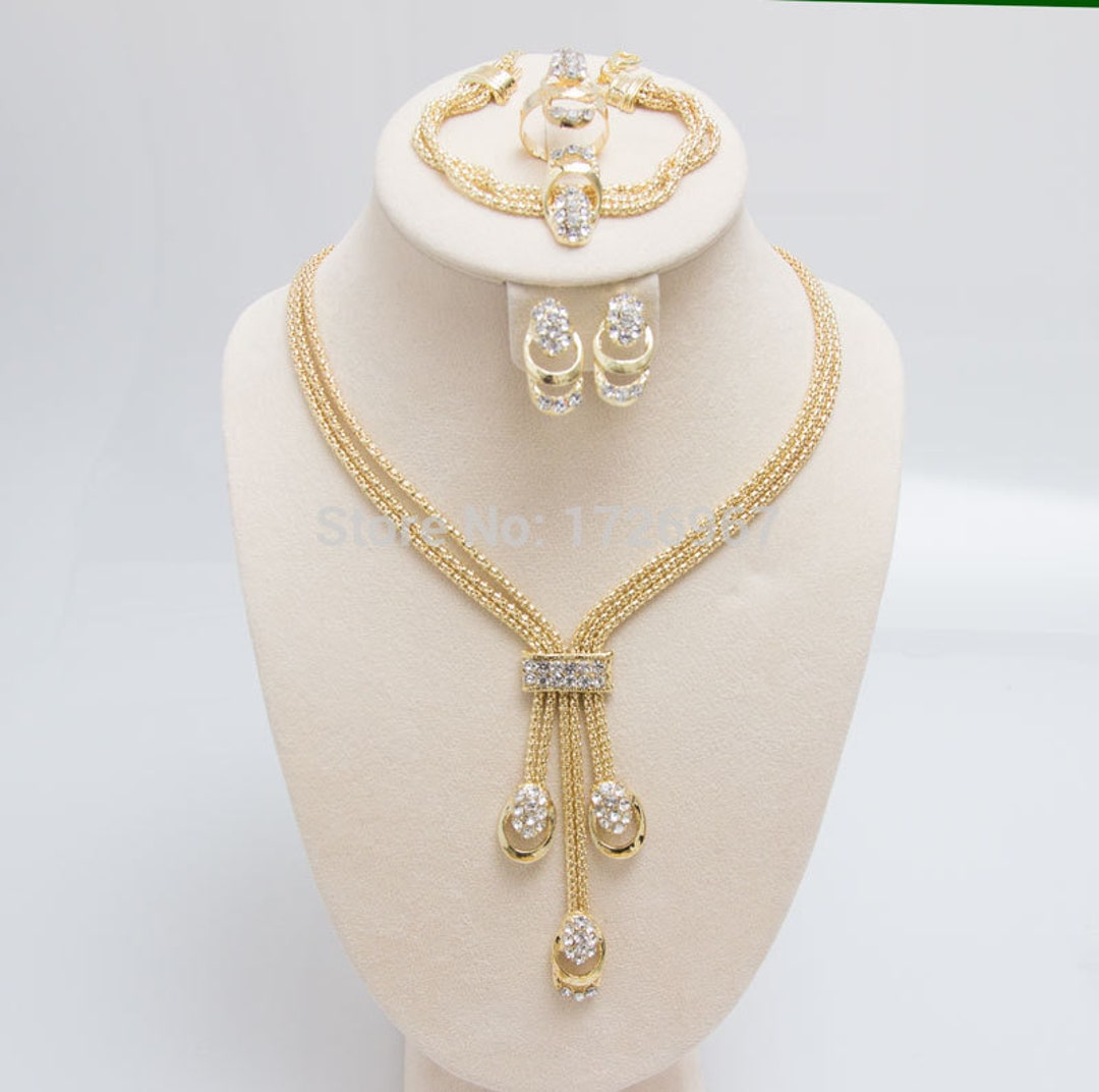 Free Shipping Latest Fashion Trendy Jewelry Set for Women Gold