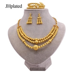 Dubai Luxury Gold Plated Imitation Fine Necklaces Earrings