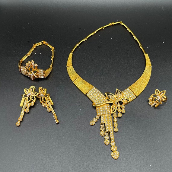 Jewelry Sets New Dubai 24K Gold Color Ornament for Women Necklace
