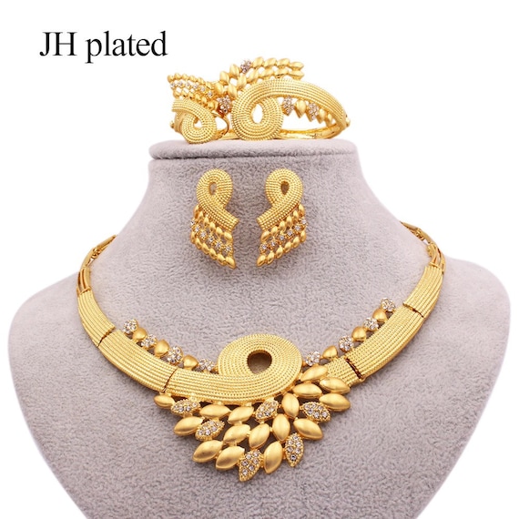 Jewelry Sets for Women Gold Necklace Earrings Ring Bracelet 