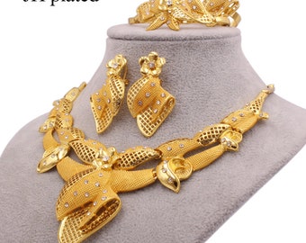 Set Bijoux Africain Oré - Collier Et Boucles D'oreilles Style Dubai, Neuf Avec étiquettes