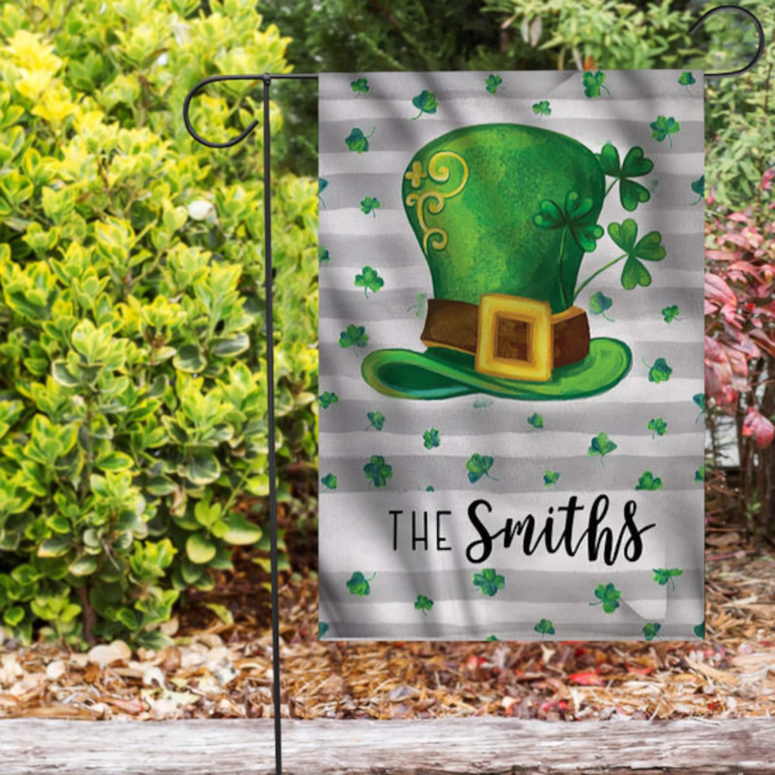 Personalized St Patricks Day Garden Flag American flag Etsy