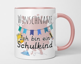 Tasse de scolarisation personnalisée avec un dicton « Hourra.Je suis un écolier+ton nom » cadeau pour la scolarisation des filles