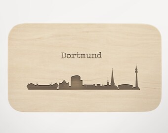 Planches de petit-déjeuner en bois gravée - « Dortmund » motif Vesperbrett - Planche à découper - Planche à pain - Idée cadeau