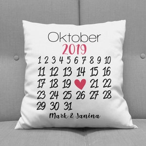 Love Pillow with Saying "Calendar" - Personalized Girlfriend, Wife - Love - Anniversary Gift for Her/Him - Wedding - Decoration Pillow 40x40