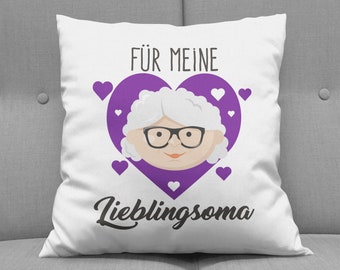 Kissen mit Spruch "Lieblingsoma" - Oma Geschenk- Oma Kissen Geschenkideen für Oma Geburtstag/Weihnachten - Muttertag - Deko Kissen 40x40cm