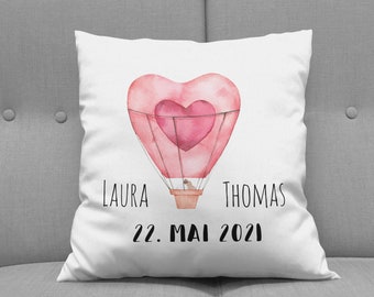 Pillow Gift Balloon Heart with Name and Date 