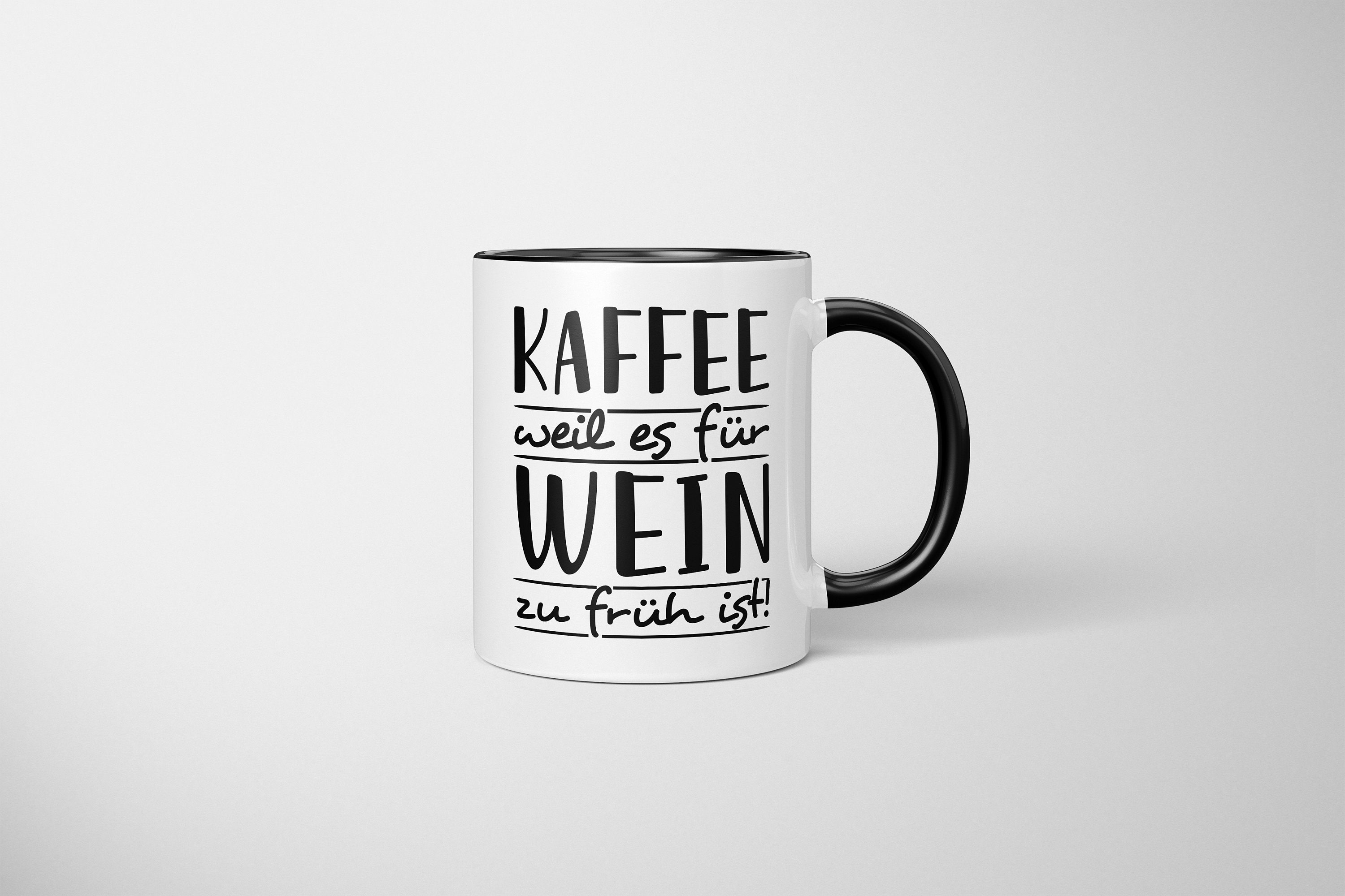 Tasse avec Proverbe - Café Parce Qu'il Est Trop Tôt Pour Le Vin Drôle Imprimée Des Deux Côtés Tasse 