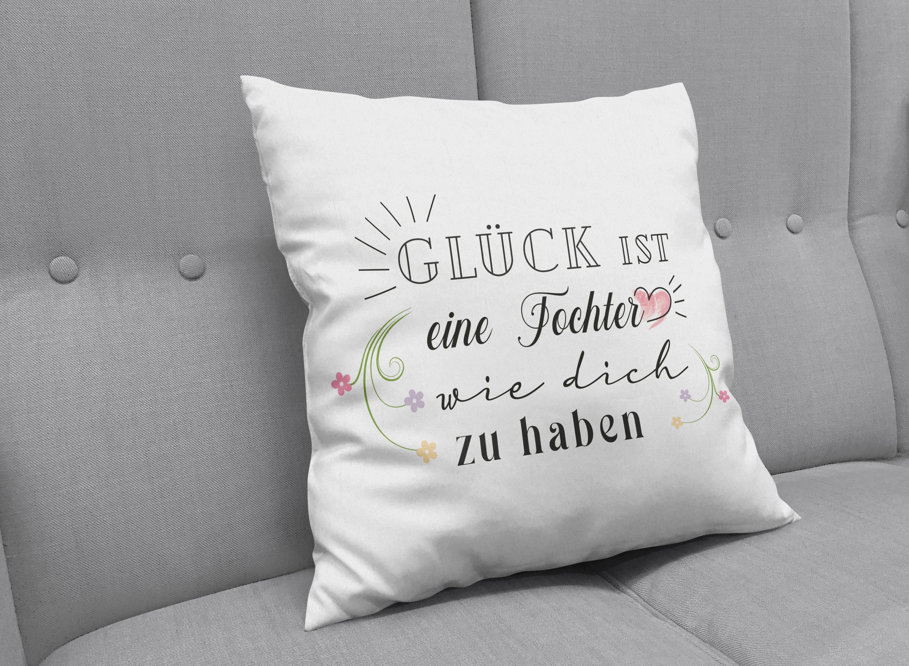 Kissen mit Spruch Glück ist eine Tochter wie dich zu Etsy