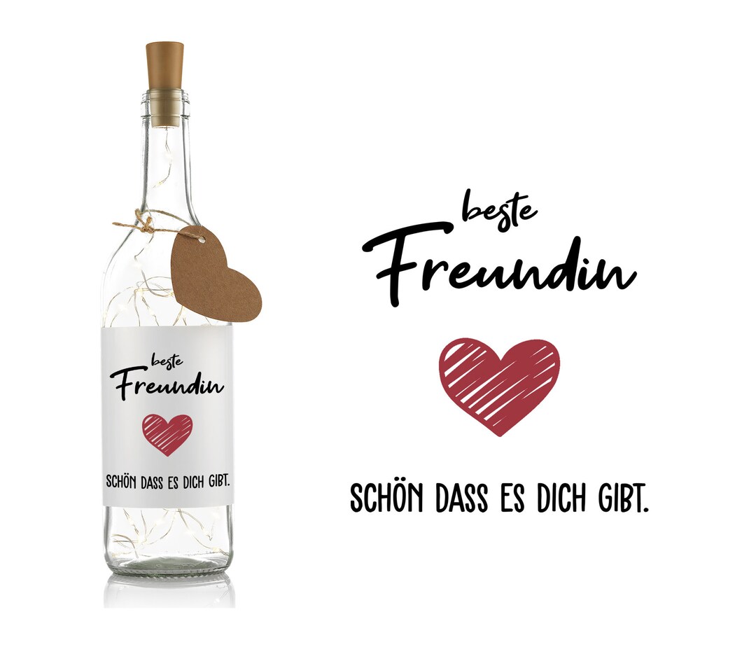 Flaschenlicht mit Spruch Beste Freundin Geschenk Etsy.de
