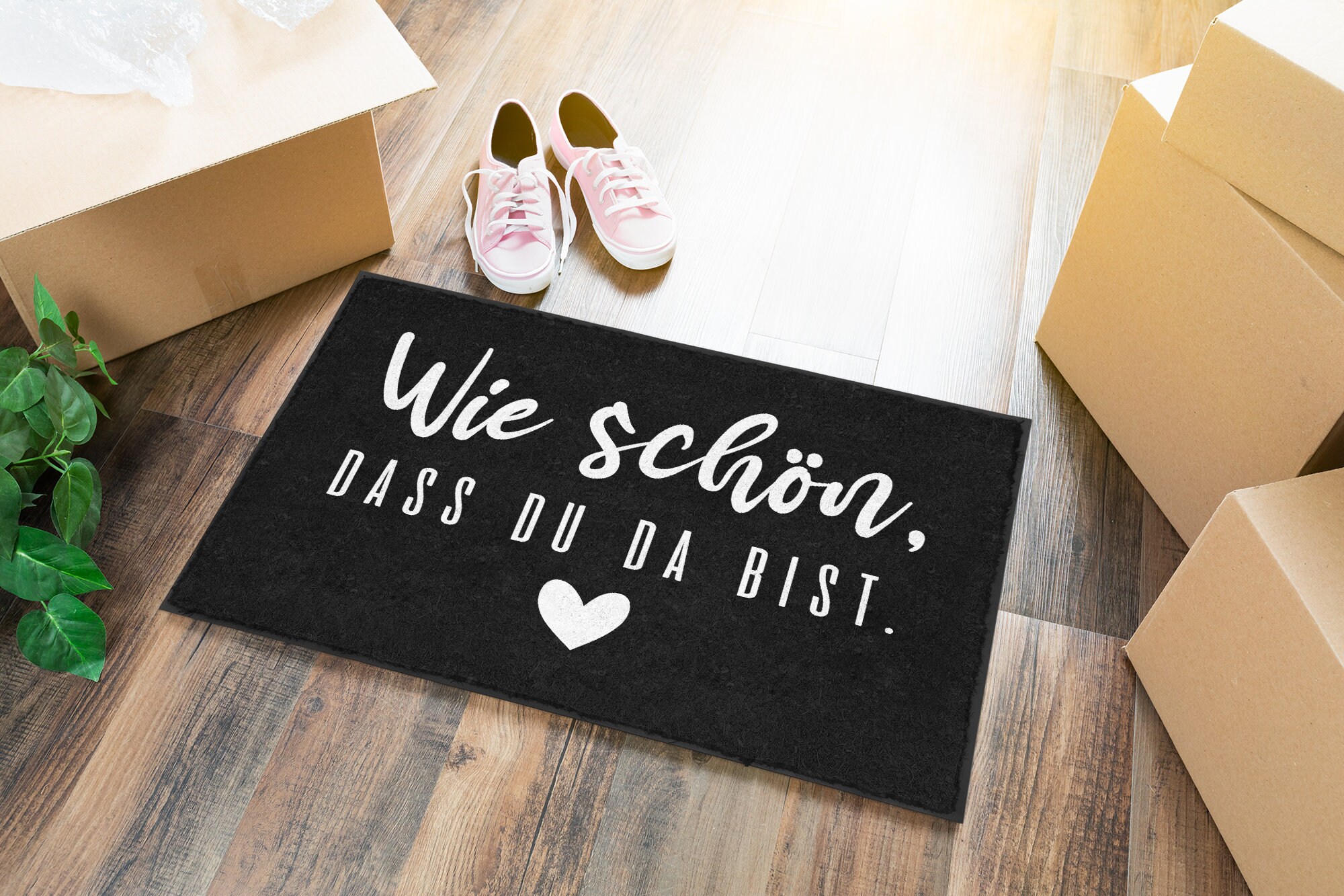 Fußmatte mit Spruch Wie schön dass du da bist Etsy