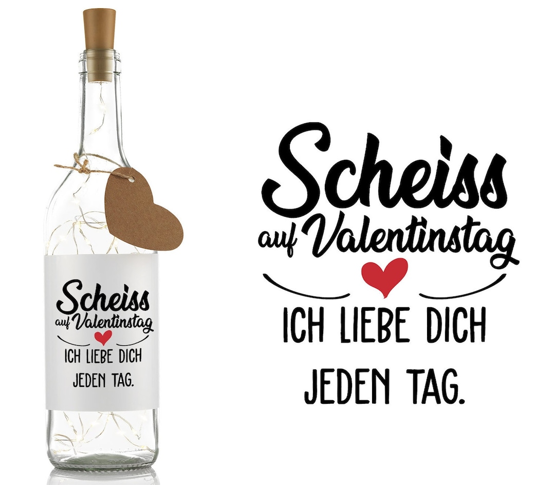 Flaschenlicht mit Spruch Scheiss auf Valentinstag... Geschenk zum