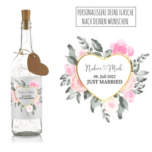 Wedding bottle light Personalized "Just married" - Wine bottle -Money gift for wedding - Wedding gift for newlyweds