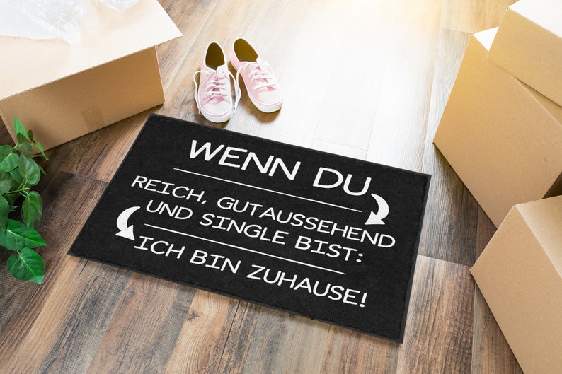 Fußmatte „Komm Einfach Rein!“ Gruselig Halloween – 60x40 Cm, Waschbar, Rutschfest (schwarz/rot)