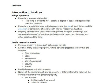 Land Law (LLB Law) Complete Lecture notes