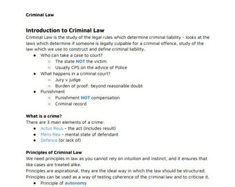 Criminal Law (LLB Law) Complete Lecture notes