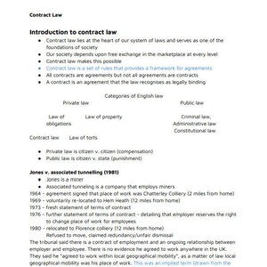 Puede incluir: Texto en blanco y negro sobre un fondo blanco que explica los conceptos básicos del derecho contractual en el Reino Unido. El texto incluye la definición de un contrato y el término implícito en la ley de venta de bienes.