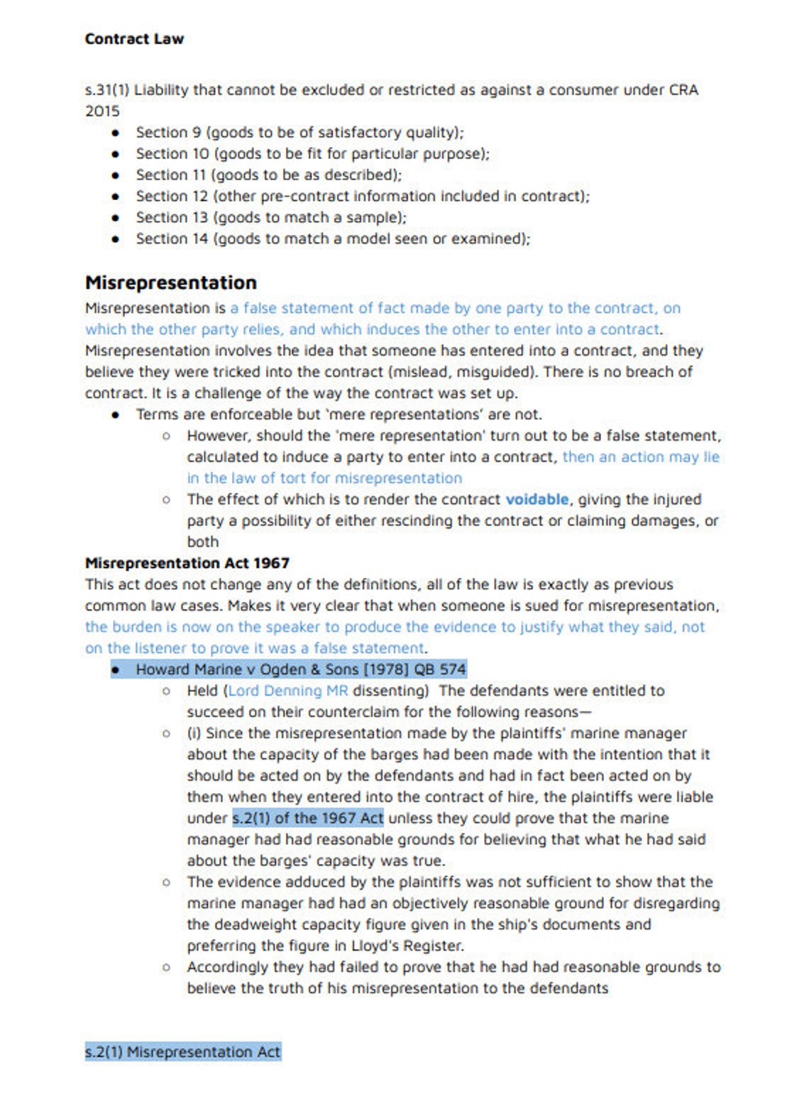 Contract Law LLB Complete Lecture Notes Etsy UK