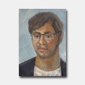 Mannelijke portret Vintage origineel olieverfschilderij Guy Wall Art Man met bril kamer Decor Oekraïense kunstenaar