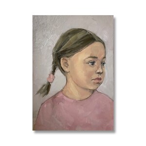 Child Portrait Vintage Oil Painting Little Girl Wall Art Cute Baby Room Decor One of a Kind