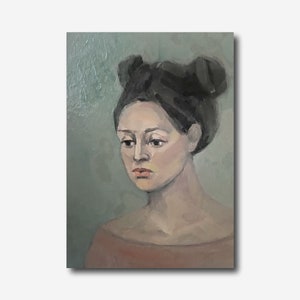 Retrato feminino vintage pintura a óleo concurso menina original arte da parede mulher retro decoração do quarto artista ucraniano