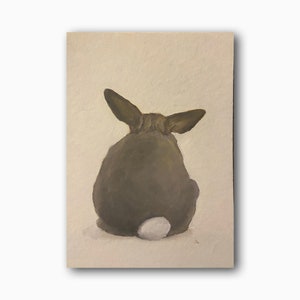 Coelho original pintura a óleo animal de estimação retrato coelho decoração do quarto animal volta memorial presente para ela
