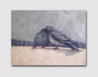 Two Doves Original Oil Painting, Symbol of Love, Birds Wall Art