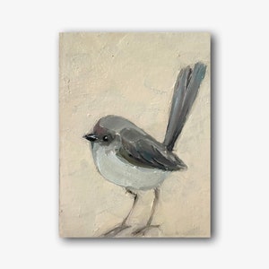 Cute Bird Original Oil Painting Pet Portrait Wall Art Animal Room Decor Memorial Gift For Her