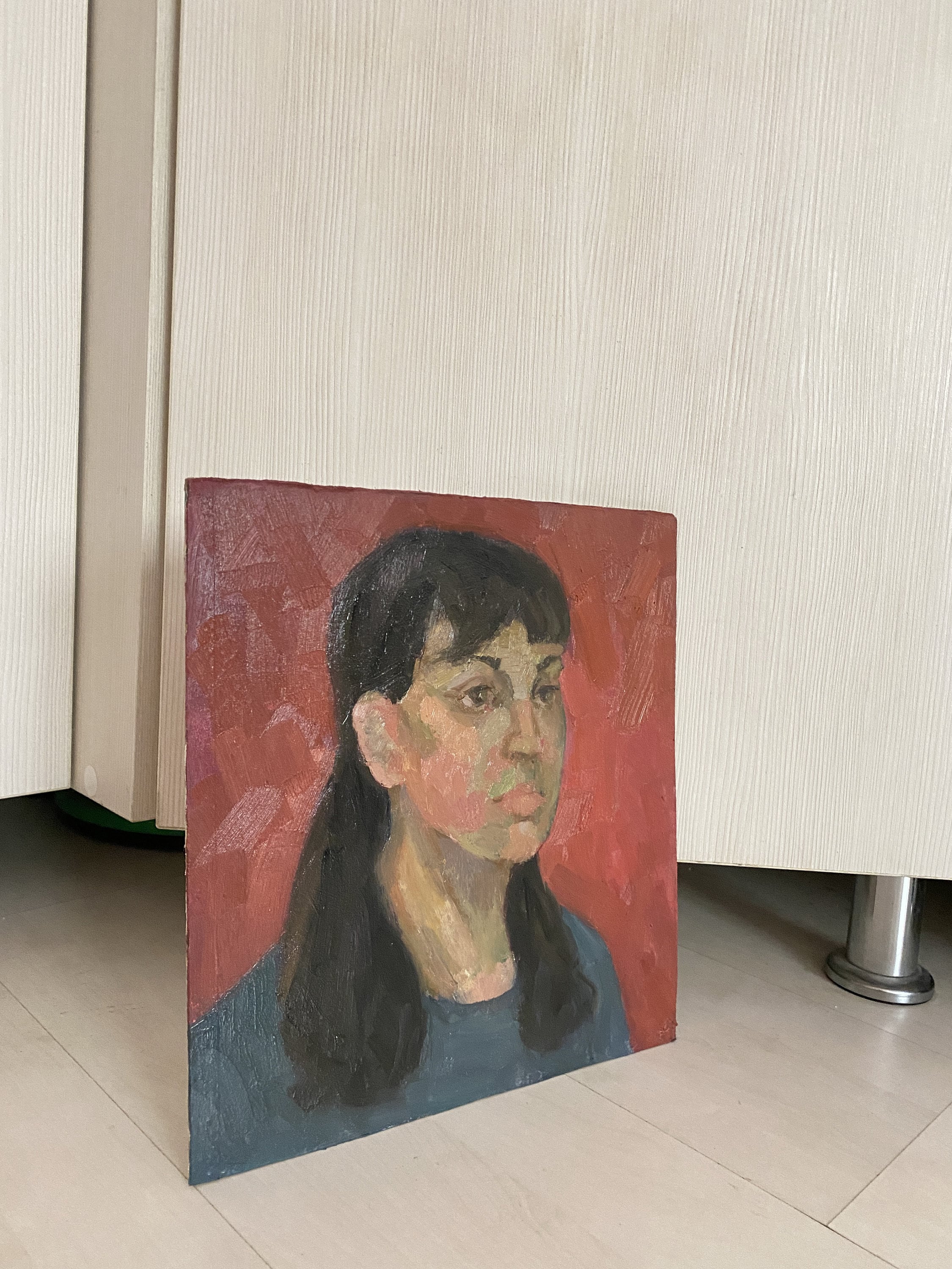 Female Portrait Vintage Original Oil Painting Beautiful Girl Wall Art ...