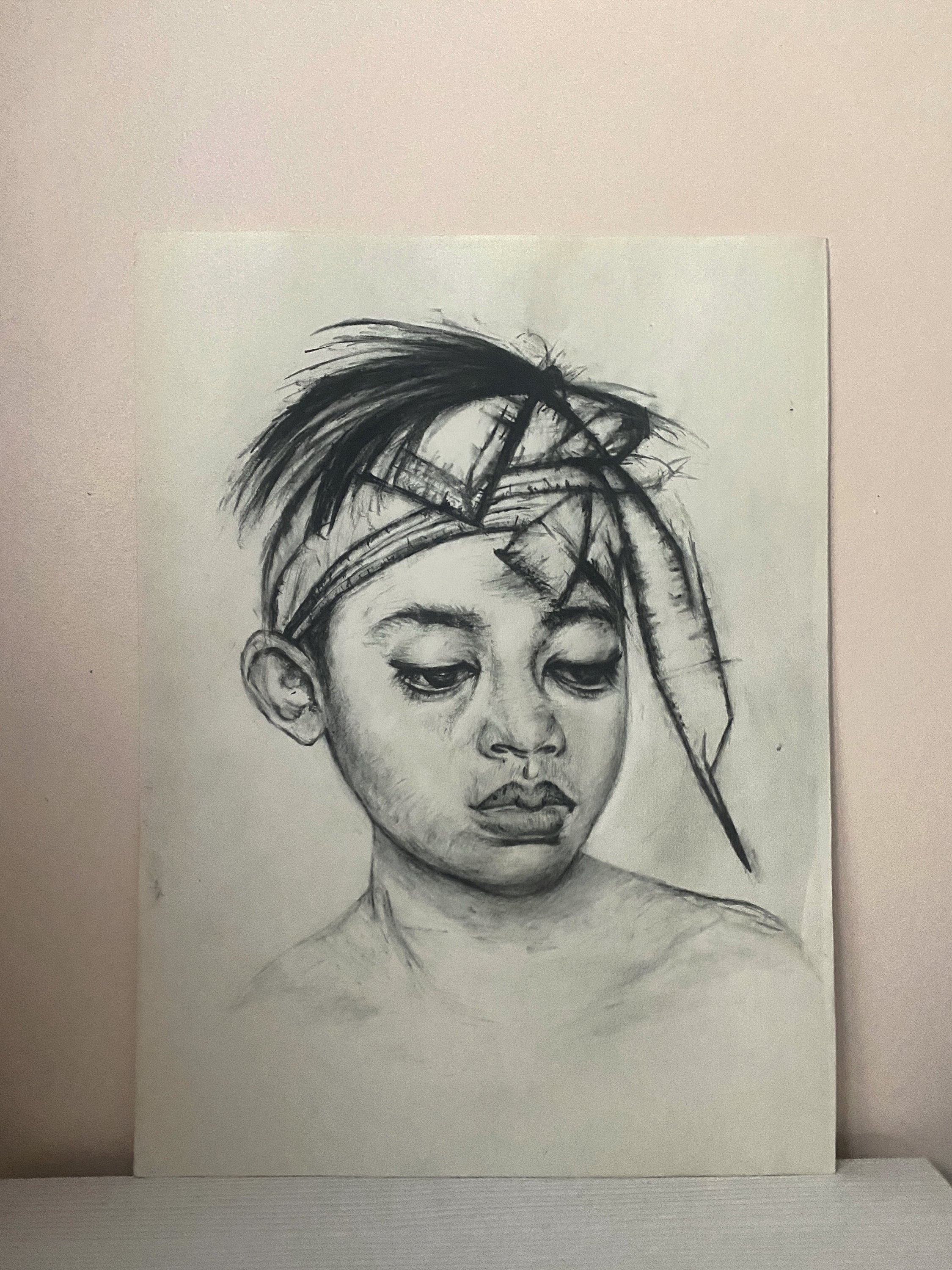 Portrait Original Drawing Boy Wall Art Boy Graphic Oriental Etsy