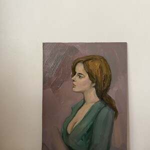 Female Portrait Vintage Original Oil Painting Redhead Girl Wall Art ...