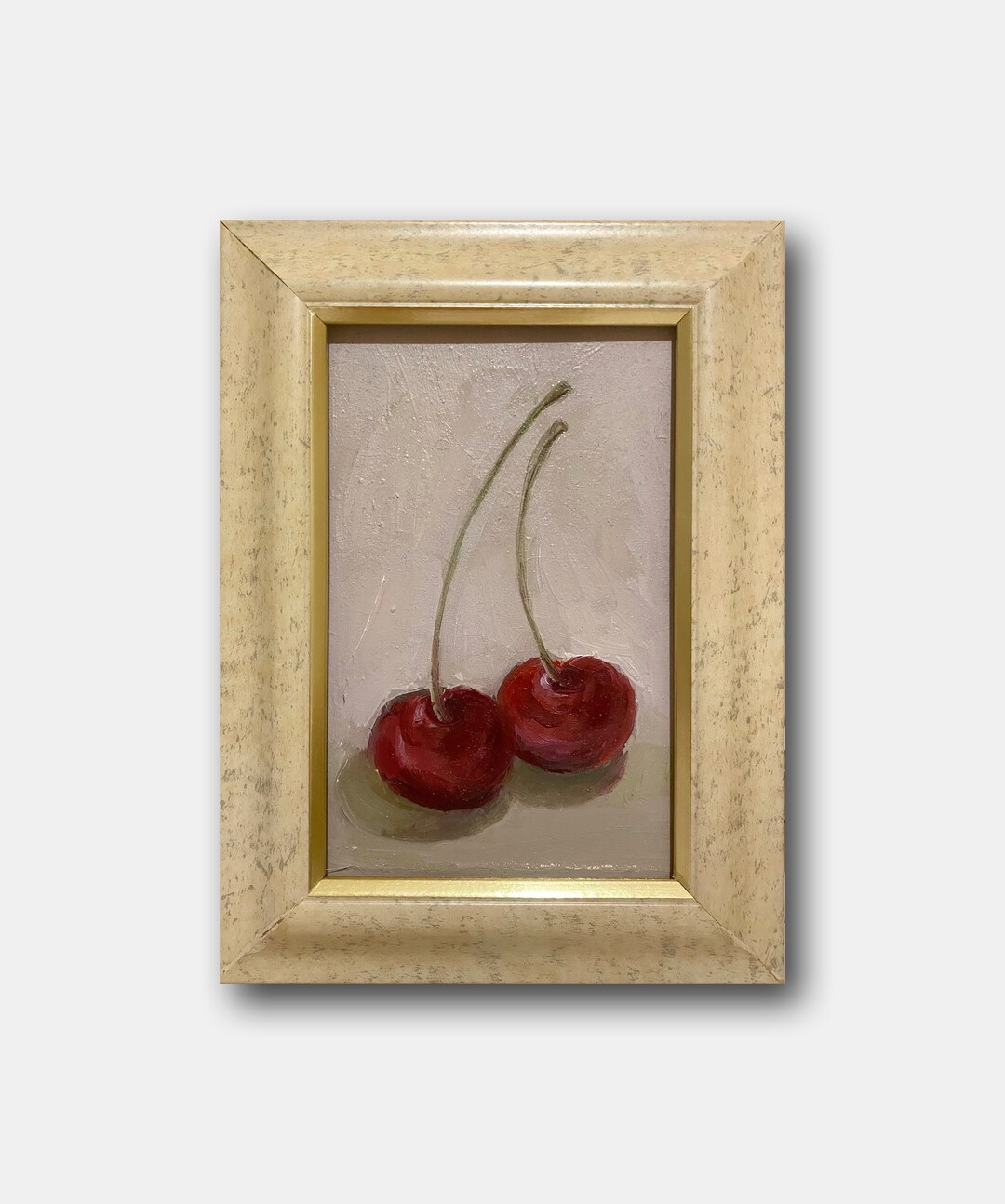 Cherry Original Oil Painting Framed Fruit Wall Art Mini Food Etsy
