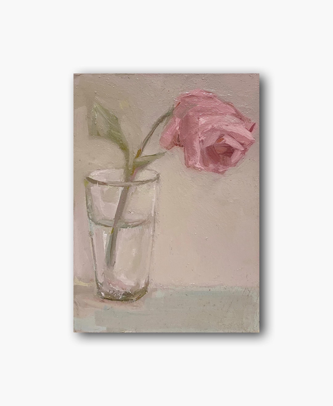 Rose Original Vintage Oil Painting Rose Flower Wall Art Floral Still ...