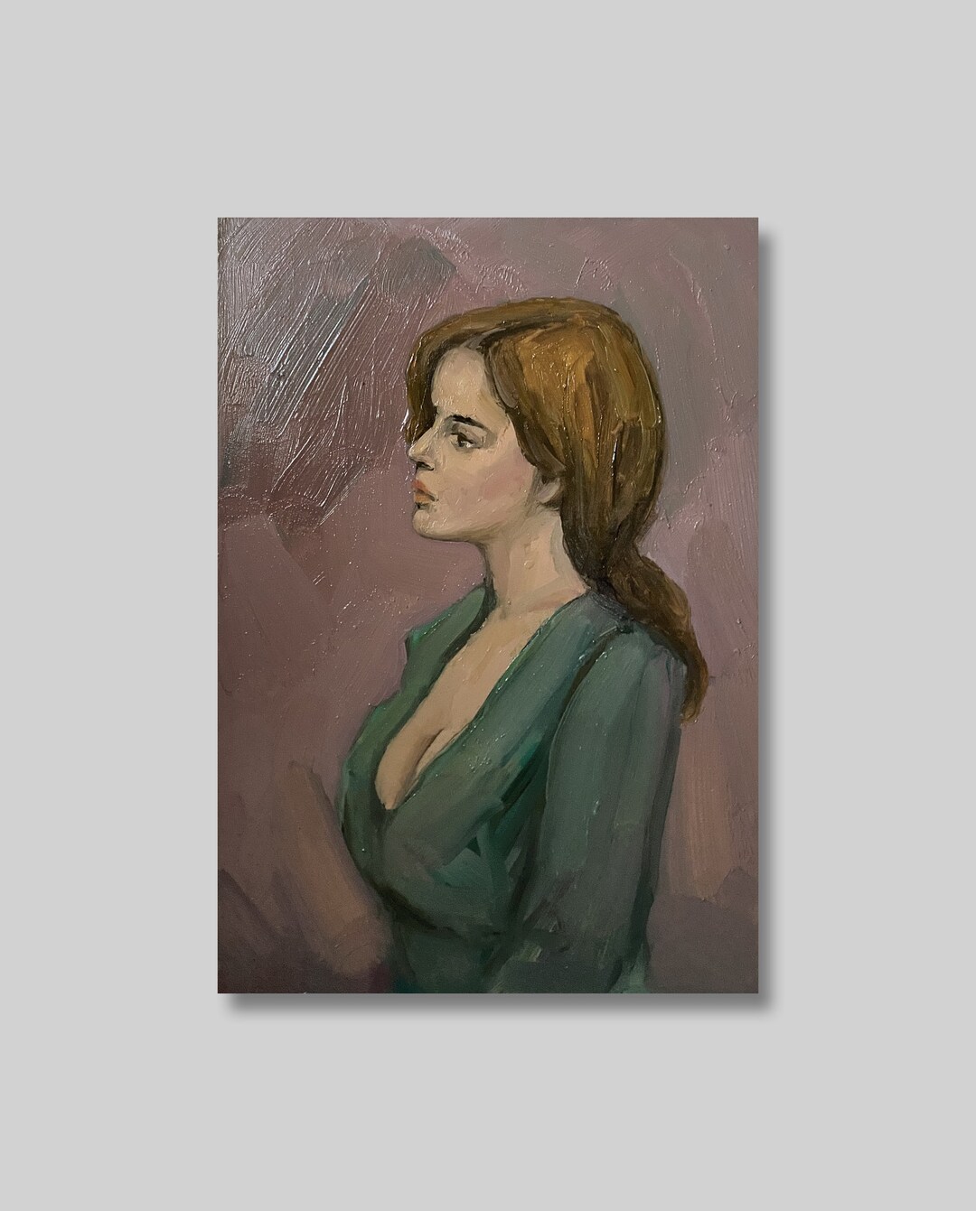 Female Portrait Vintage Original Oil Painting Redhead Girl - Etsy