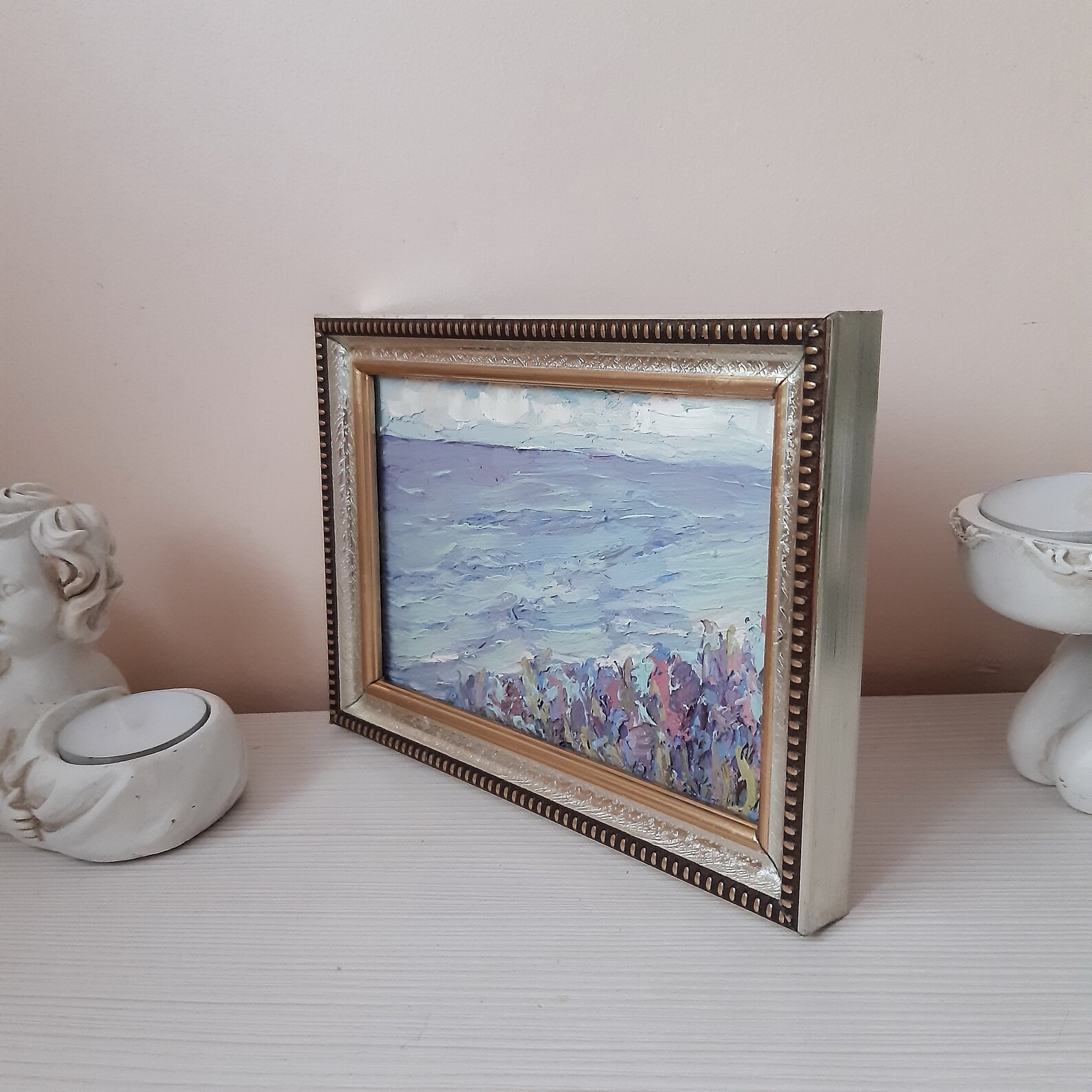 Coast Original Framed Painting Ocean Wall Art Seascape Mini Etsy