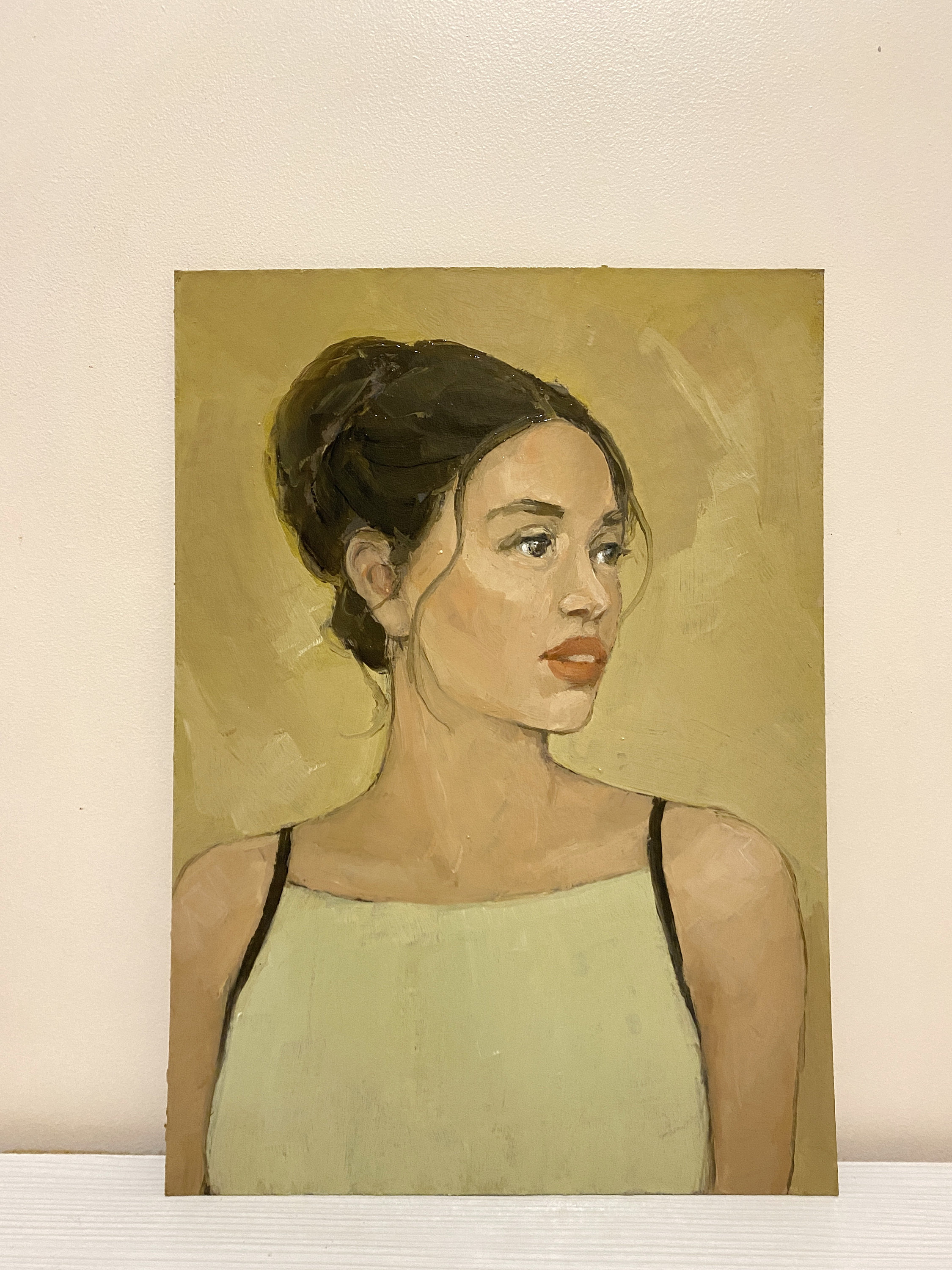 Female Portrait Vintage Original Oil Painting Beautiful Girl Wall Art ...