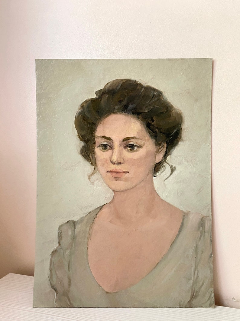 Vintage Female Portrait Original Oil Painting Woman Retro - Etsy