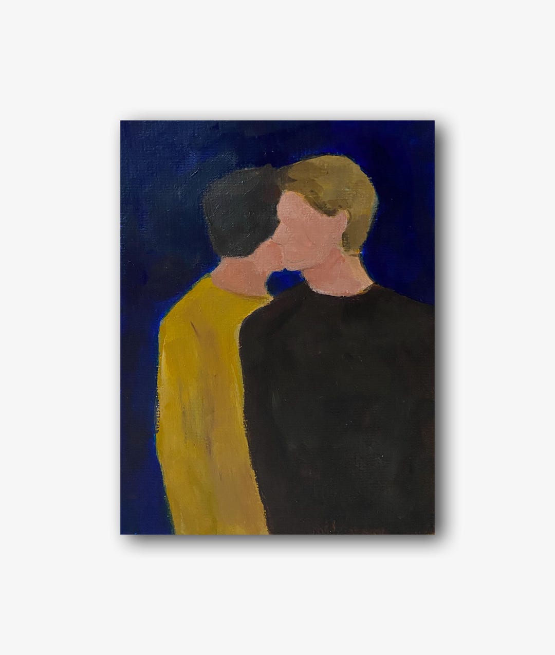 Two Guys Original Oil Painting Abstract Portrait Wall Art Men Room ...