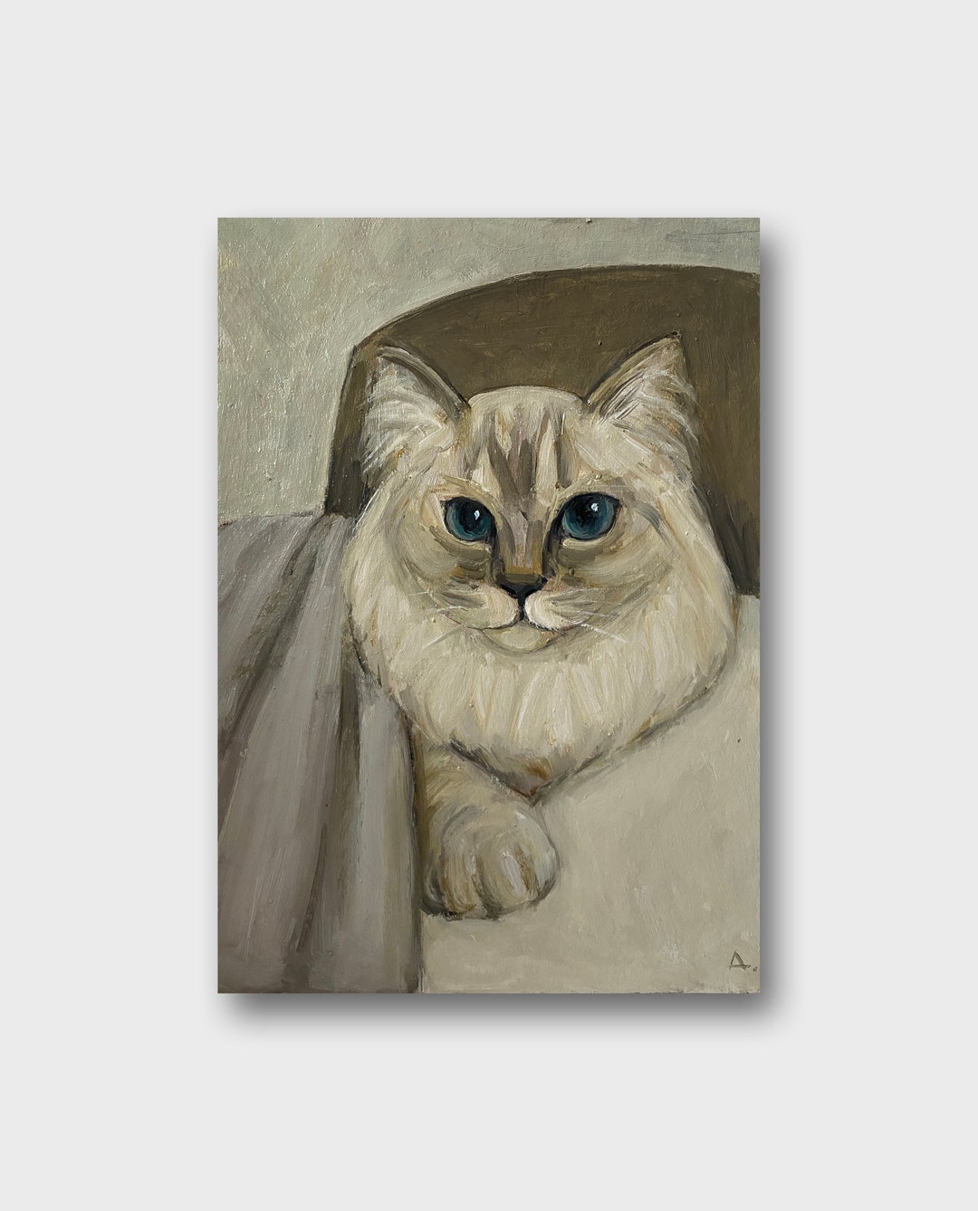 Cat Original Oil Painting Kitty Wall Art Pet Portrait Room Etsy