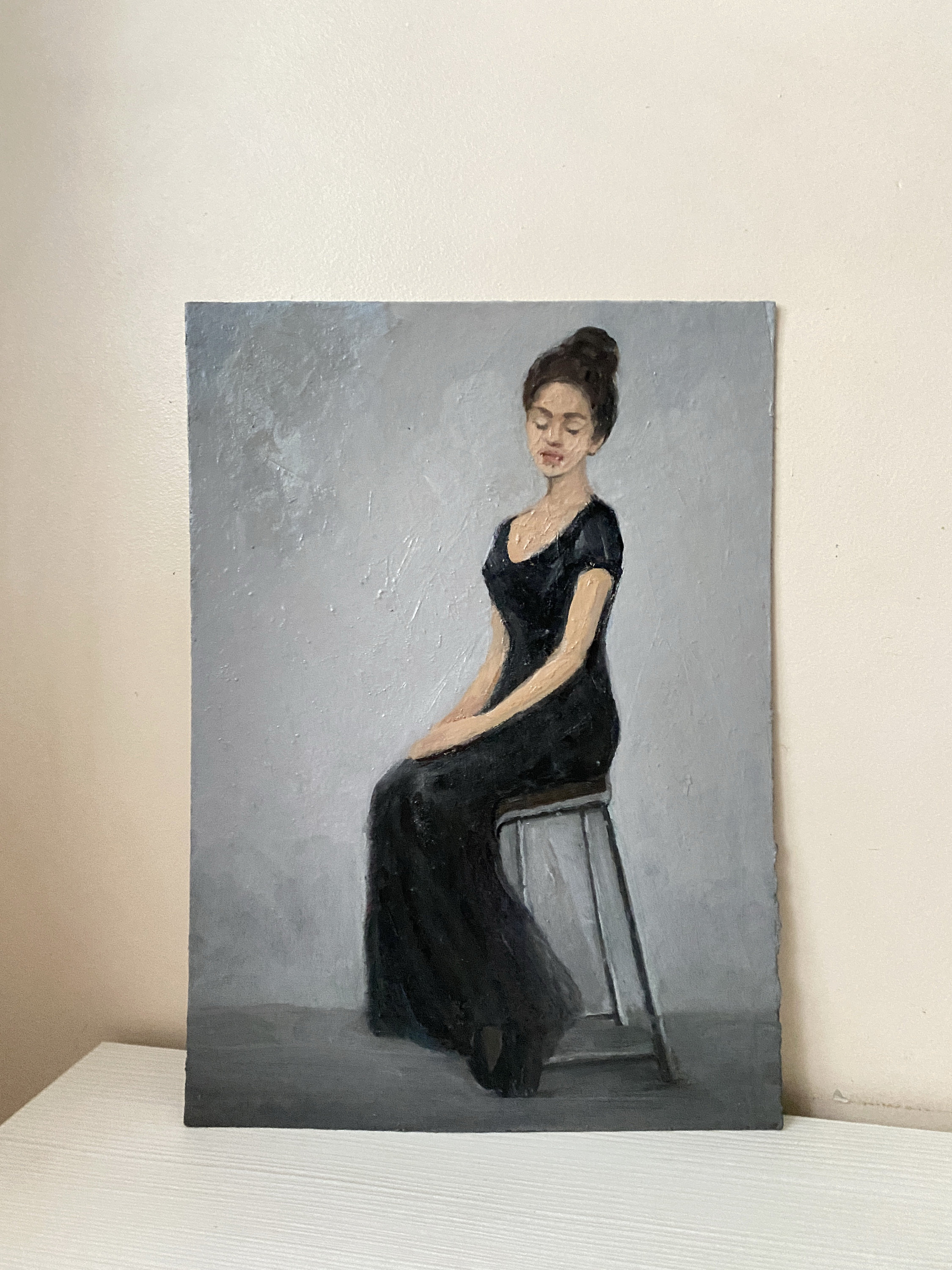 Vintage Female Portrait Original Oil Painting Beautiful Girl Wall Art ...
