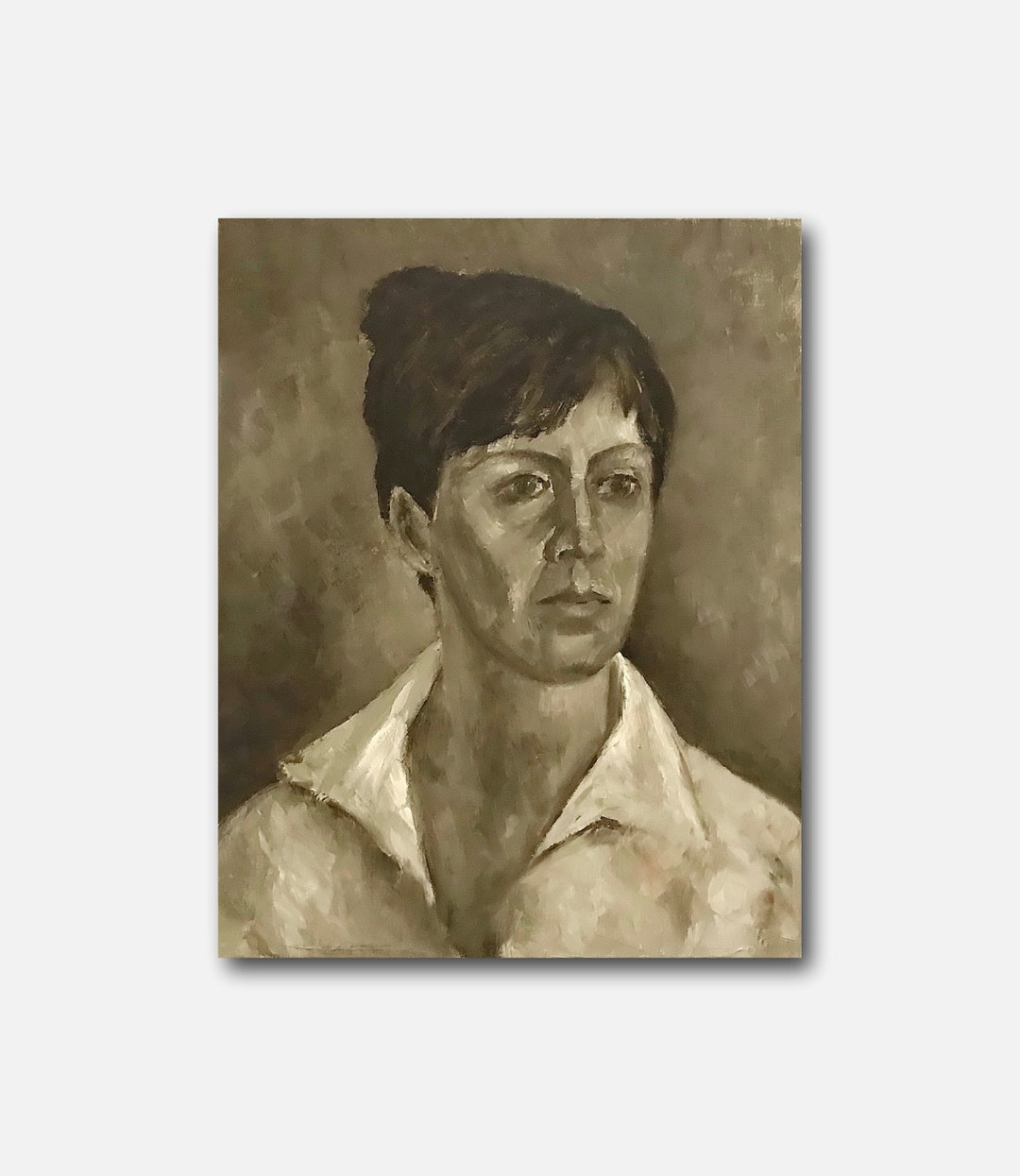 Vintage Female Portrait Original Oil Painting Woman Wall Art Ukrainian ...