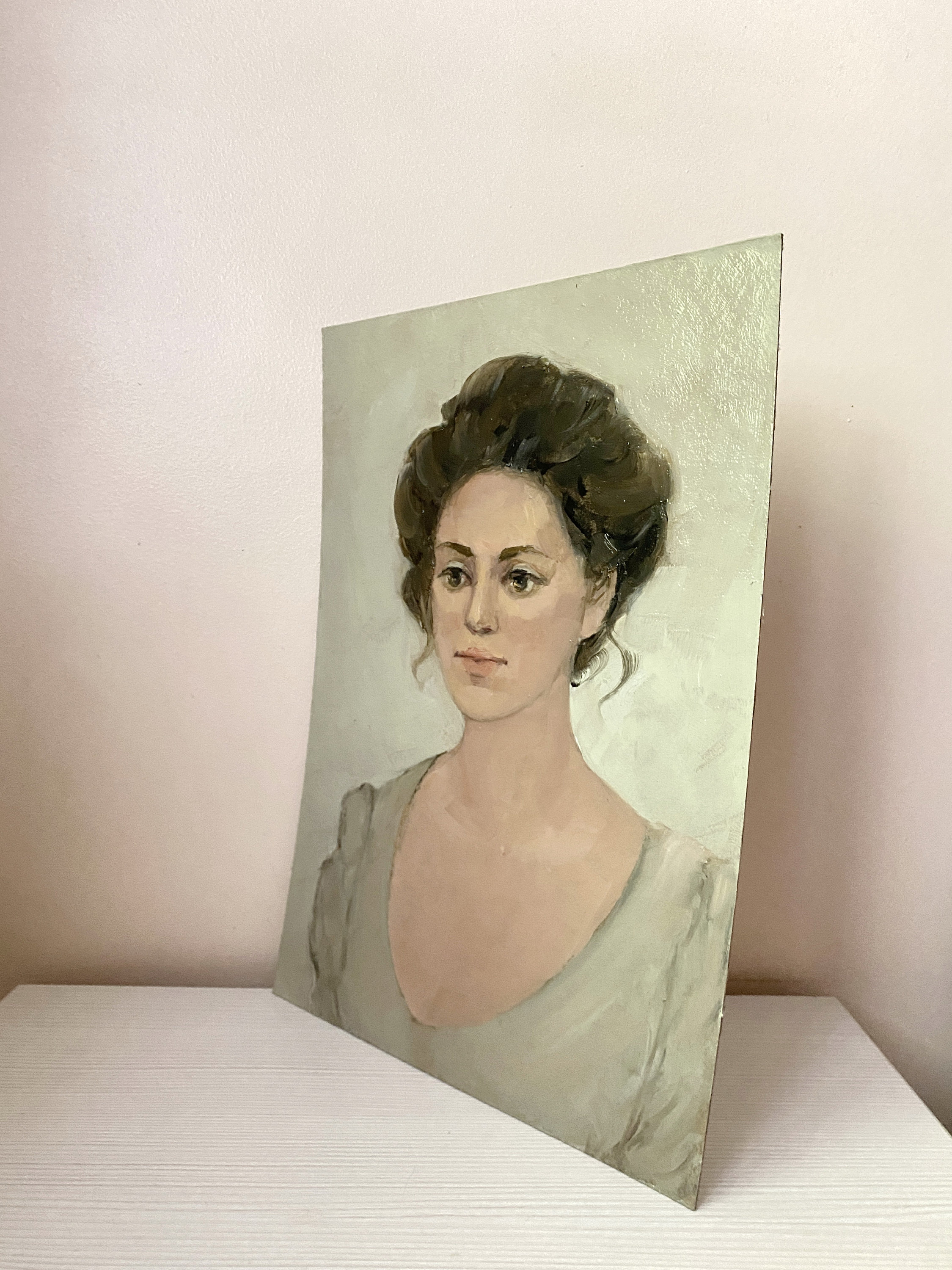 女性の肖像画 油絵 ヴィンテージ女性の肖像画オリジナル油絵女性レトロ - Etsy 日本