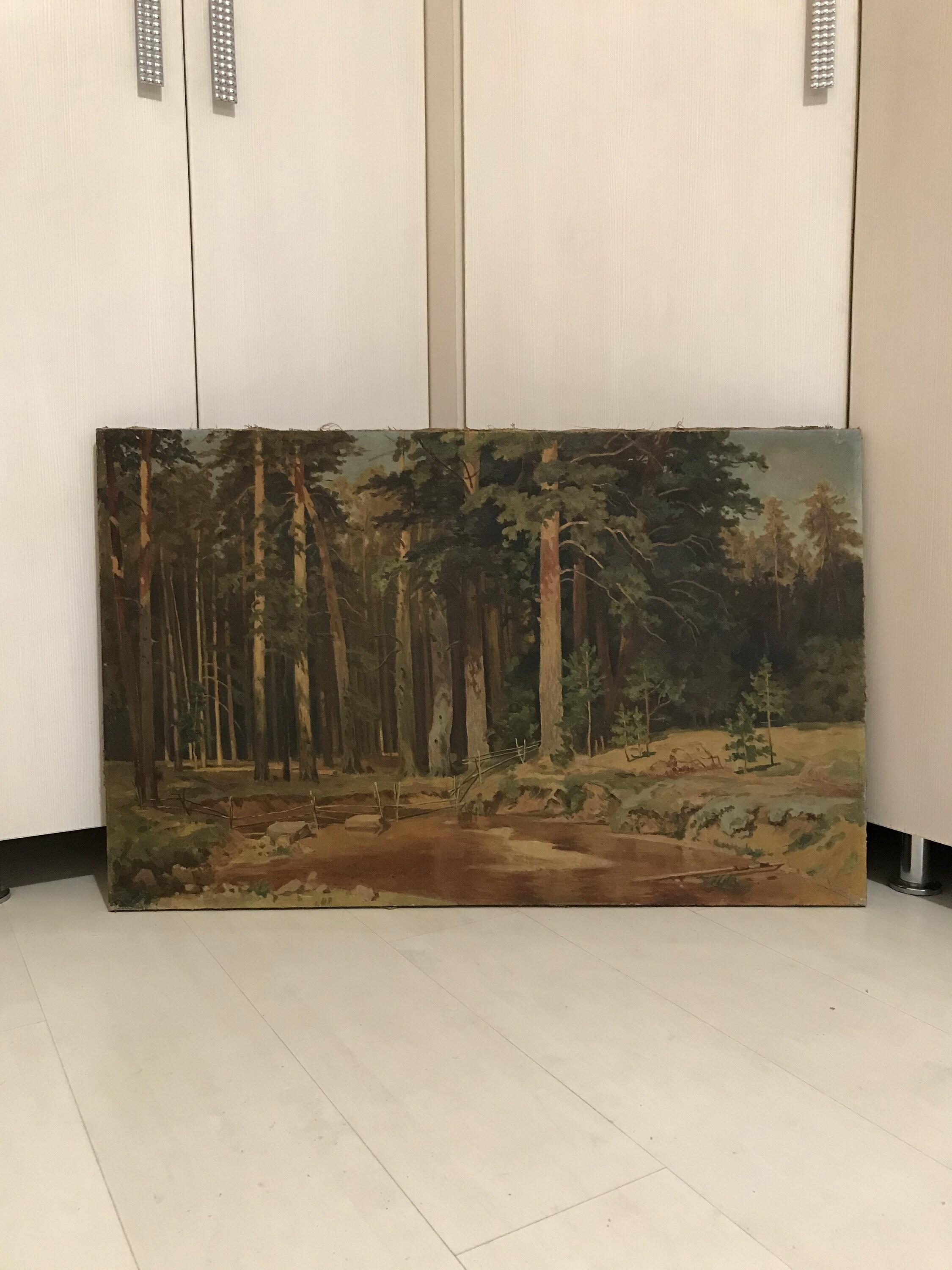 Vintage Landscape Large Original Oil Painting Canvas Forest Wall Art ...