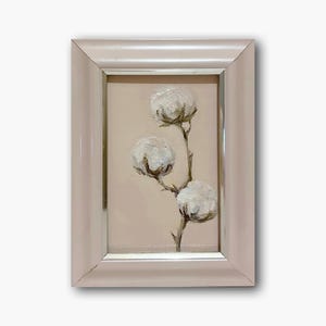 Flowers Cotton Original Oil Painting. White Flowers Floral Art. Light Flowers Miniature A Memorable Gift For Her